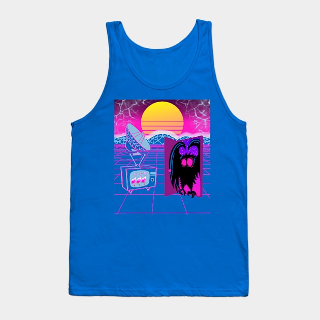 Mothman Figure Cryptid Vapor Wave Art Tank Top by Get Hopped Apparel